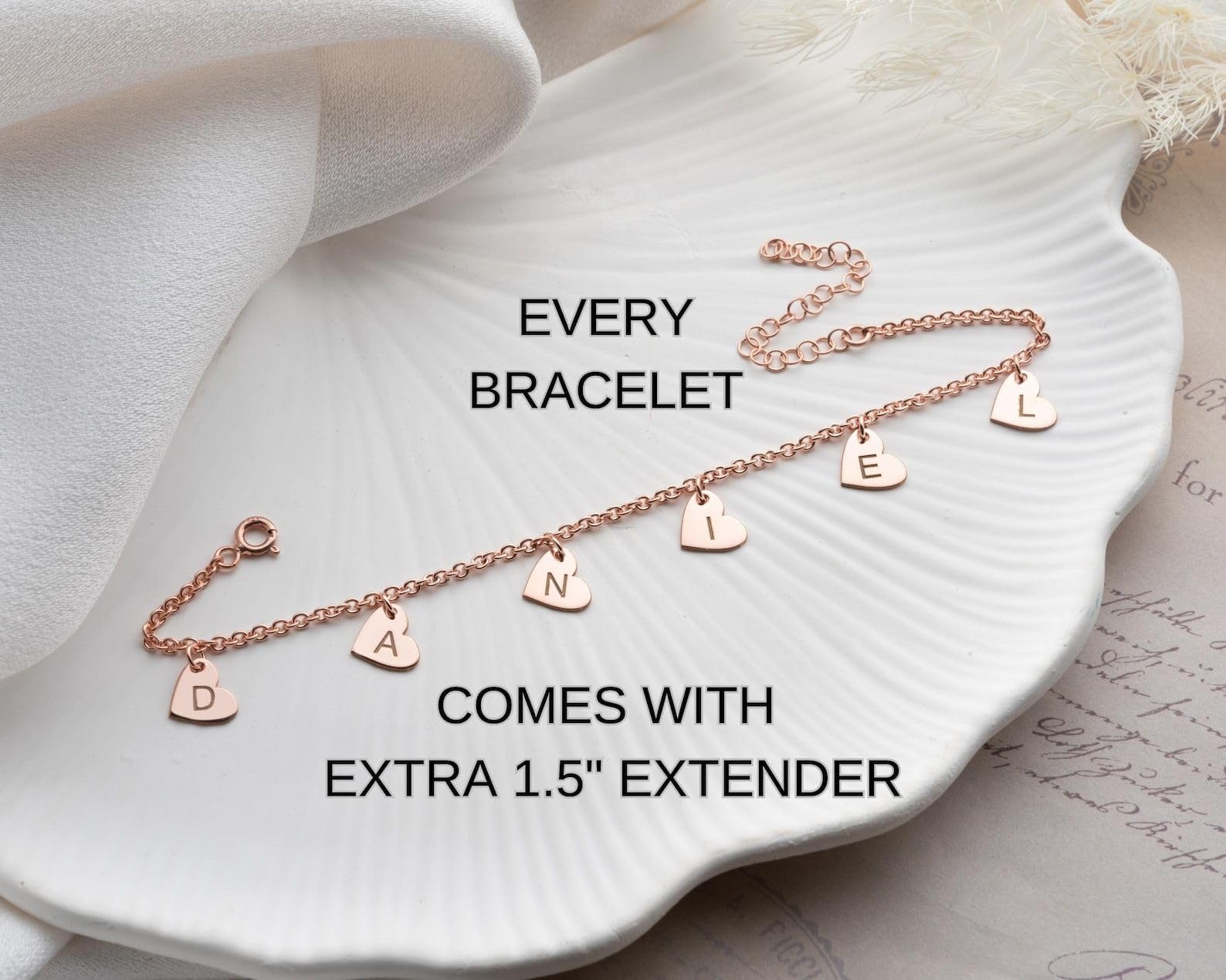 Inicial corazón pulsera personalizado pequeño letra para mujeres Día de la Madre Navidad aniversario cumpleaños