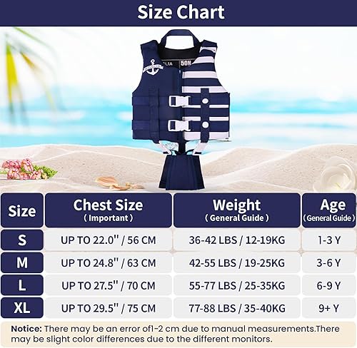 Vista 7 de PROTAURI Chaleco de natación para niños – Traje de baño flotante, flotabilidad para aprender a nadar de 2 a 9 años o más, 50N