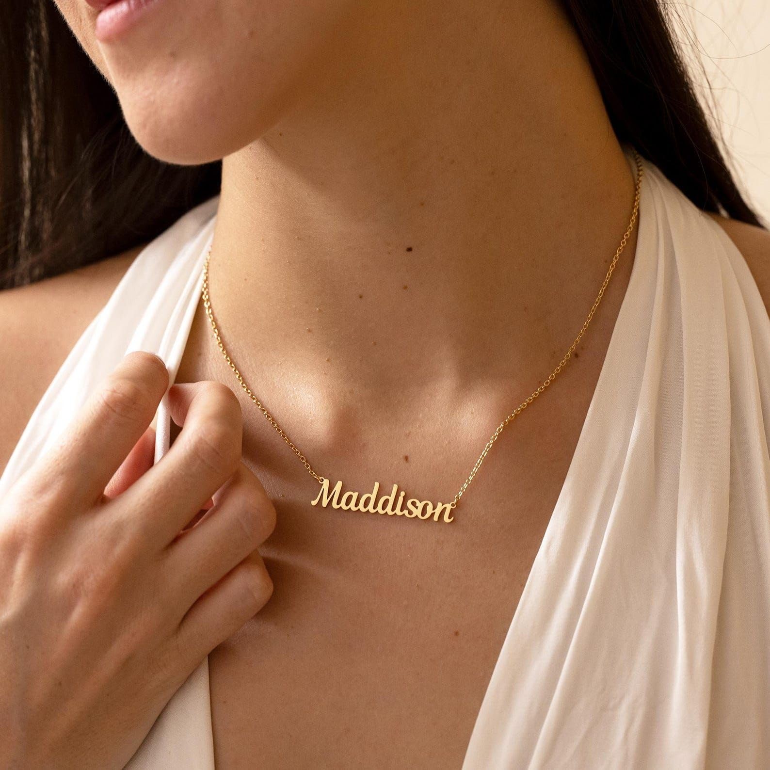 Personalizzato collana con nome, argento collana con nome, su misura scritta ciondolo damigella Natale per lei, mamma