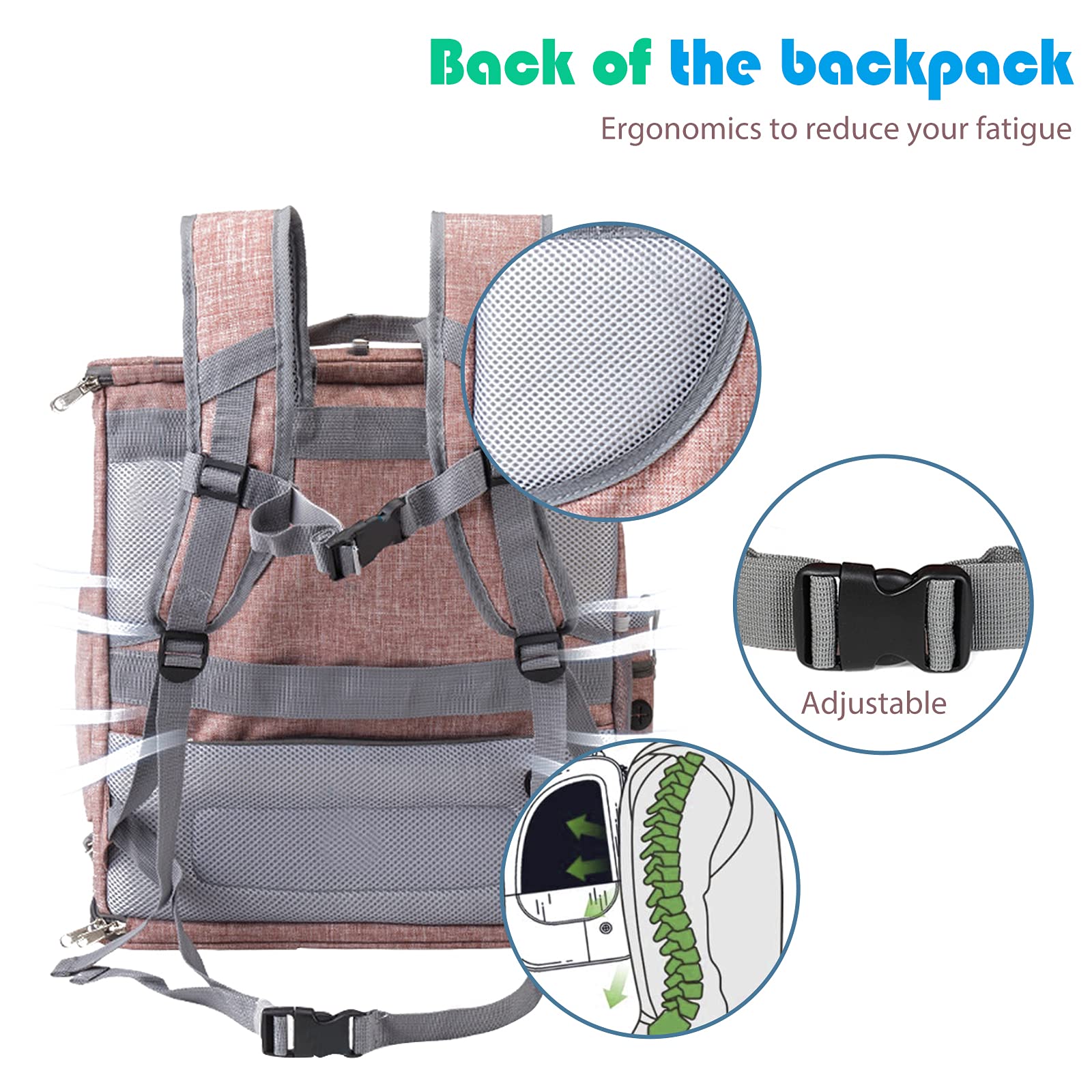 PETCUTE Mochila para Perro Gatos,Plegable Bolsa Transporte Transpirable y Espaciosa con Estructura de Alambre Sólido,Mochila Transportín Perro con Colchón Suave,Correa de Hombro Ajustable