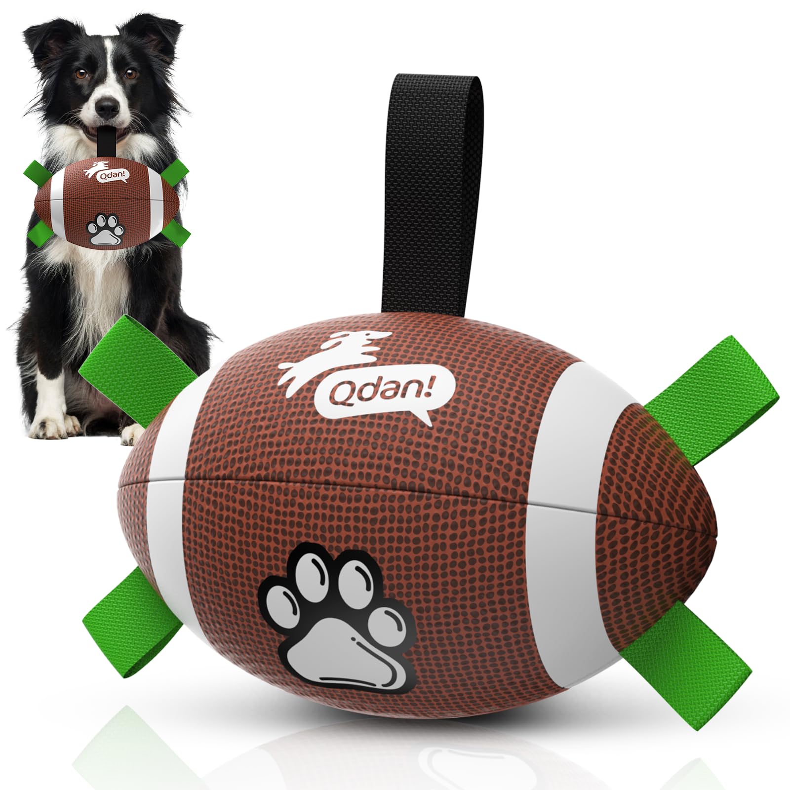QDAN Dog Toys Football, Interactive Dog Toys for Tug of War,Superbowl Football Party Decorations Favor, Dog Water Toy, Durable Dog Balls for Small &amp; Medium Dogs(8 inch)