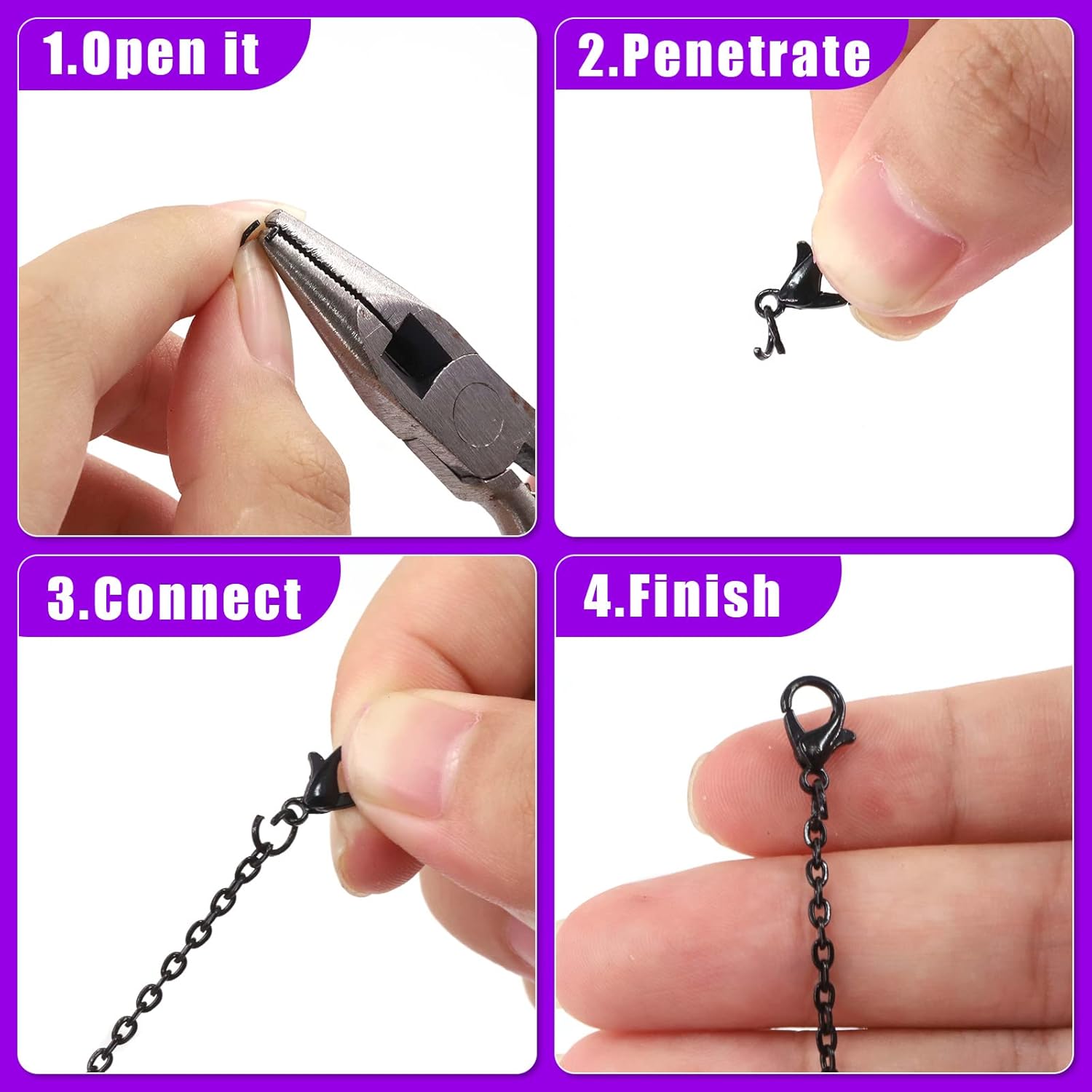 Swpeet 410Pcs 10 Colors 3mm Necklace Chains Roll and Jump Rings with Lobster Clasps Assortment Kit, Cable Link Chain Rolls for Necklaces Earrings Bracelets DIY Crafts Findings Jewelry Making - Image 3