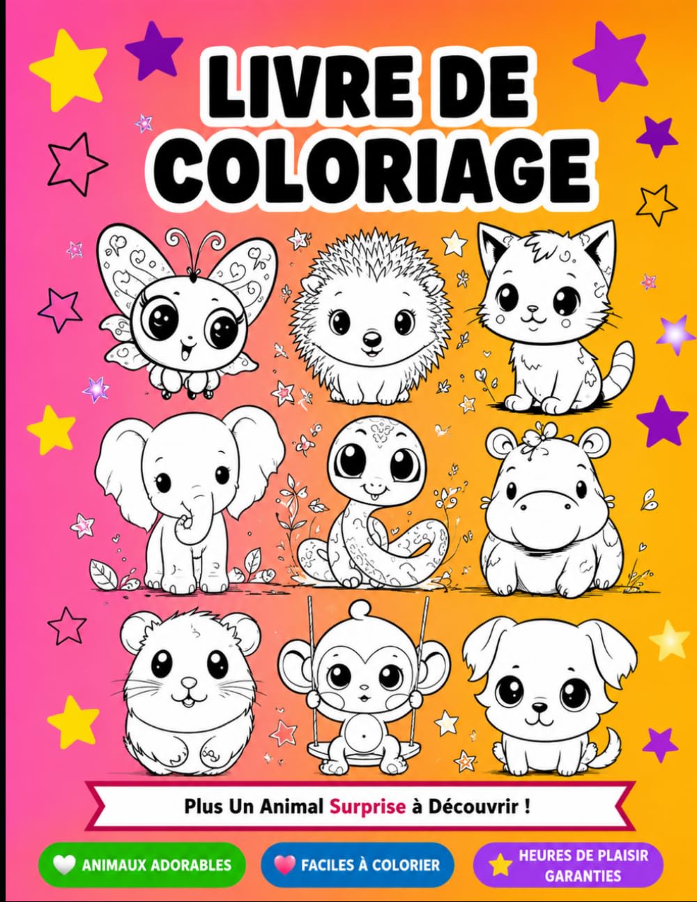 Mon premier livre de coloriage: Animaux adorables faciles à colorier pour enfants de 3 à 5 ans