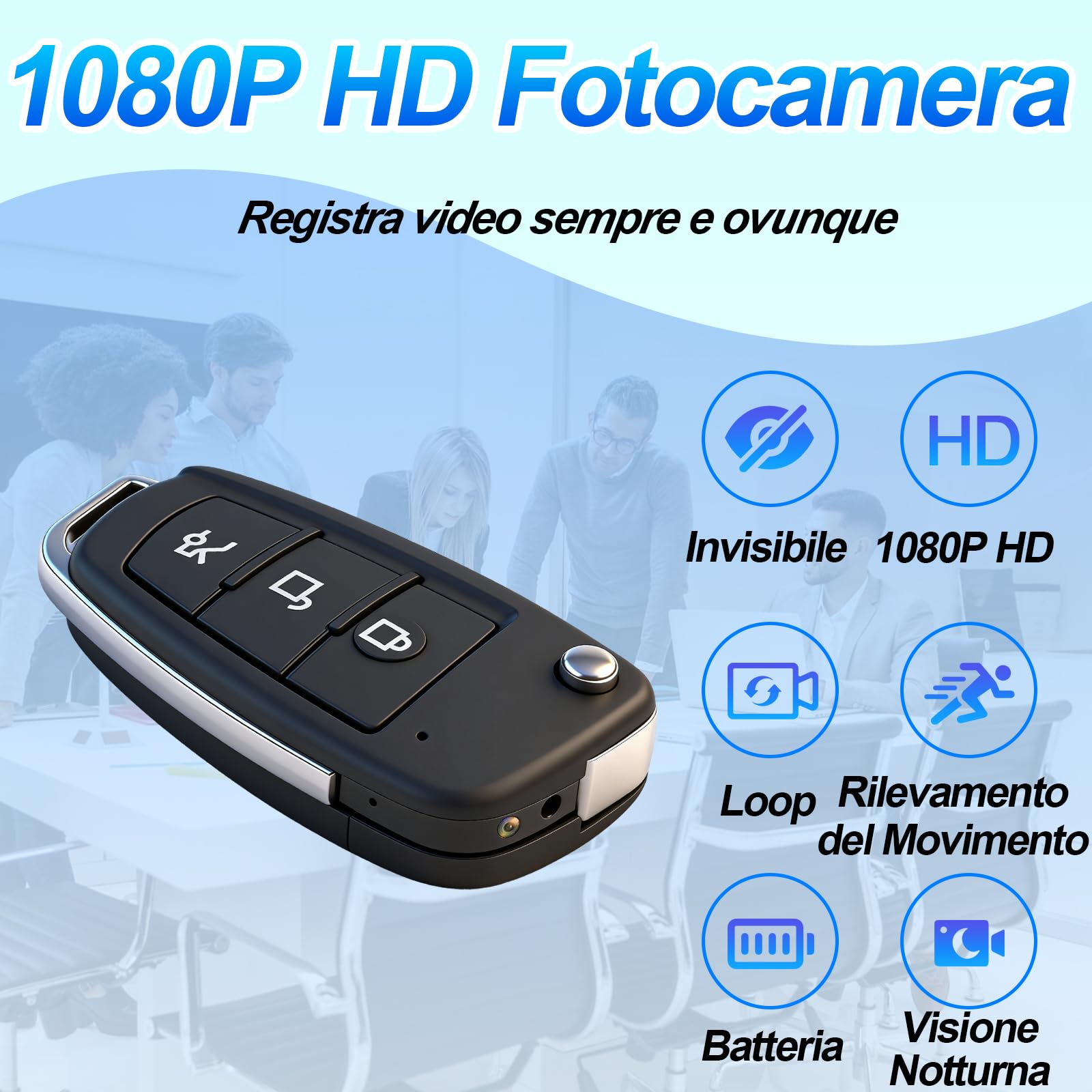 Telecamera Spia Nascosta, 1080P HD Mini Telecamera Spia Nascosta con Visione Notturna, Obiettivo Grandangolare 120° Microcamera Spia con Rilevamento del Movimento