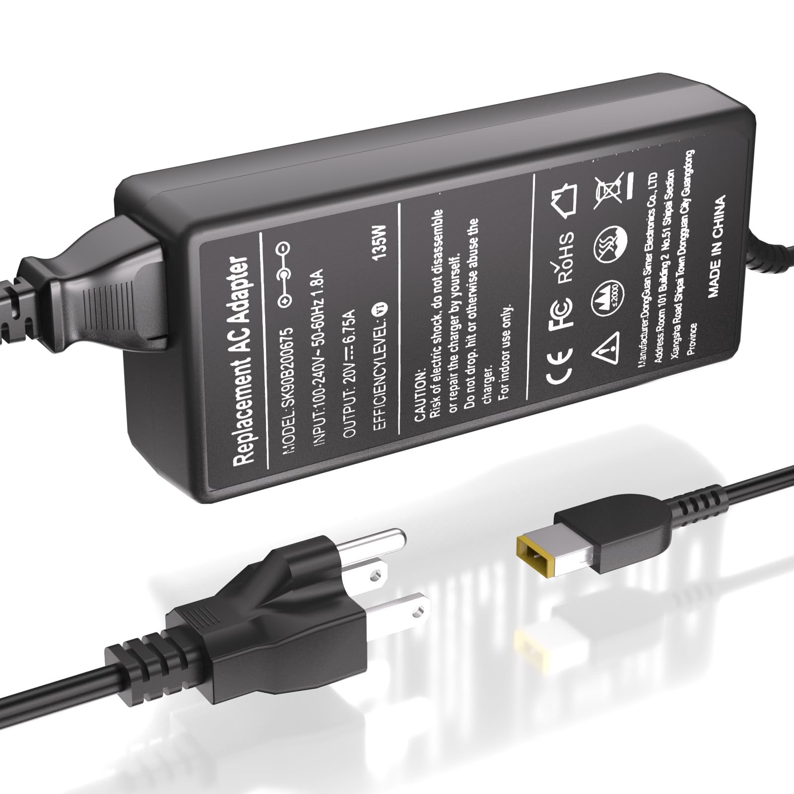 135W AC Charger Fit for Lenovo Ideapad Gaming 3 Series 3-15 Yoga Slim 7 9 IdeaPad Y50-70 Y40-70 Y700 ThinkPad T440p T540p T570 W540 Legion Y50 Y520 Y530 135 Watt Laptop Power Supply Adapter Cord