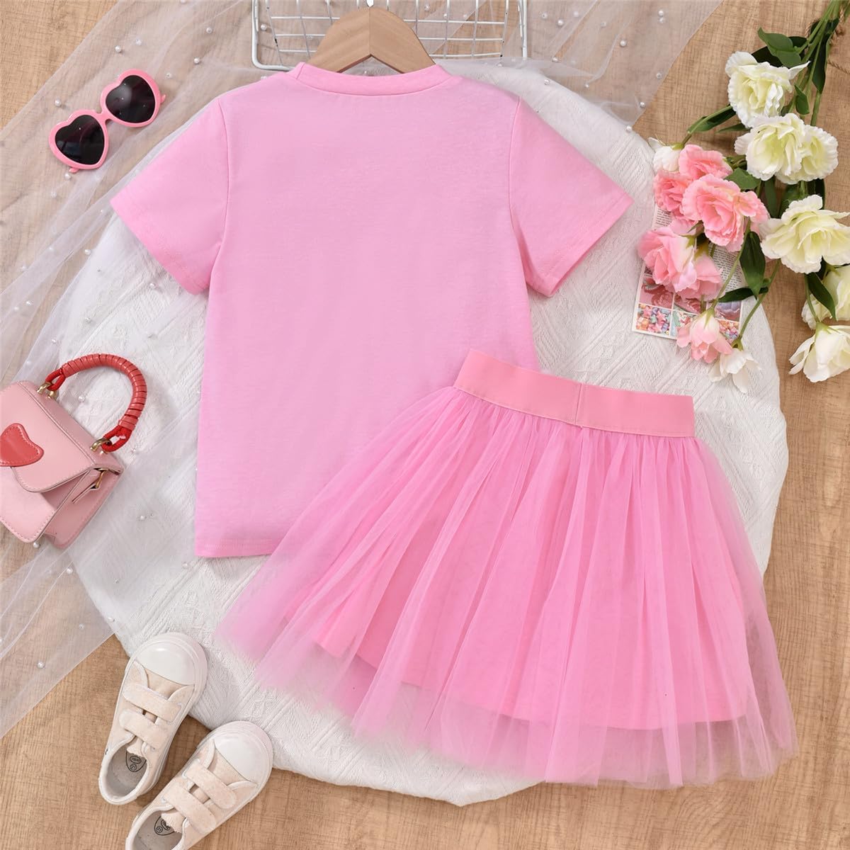 4th Birthday Outfit Girl,4 Year Old Fourth Four Shirt Skirt Outfit for Toddler Girls