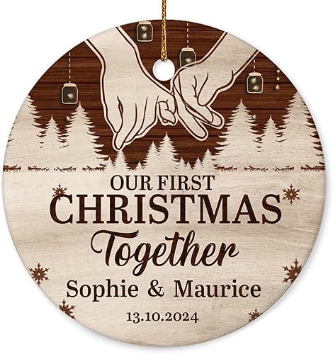 Vista 109 de WHIDOBE Adorno personalizado de nuestra primera Navidad como el señor y la señora, regalos de boda para pareja, novia y novio, adorno de casado