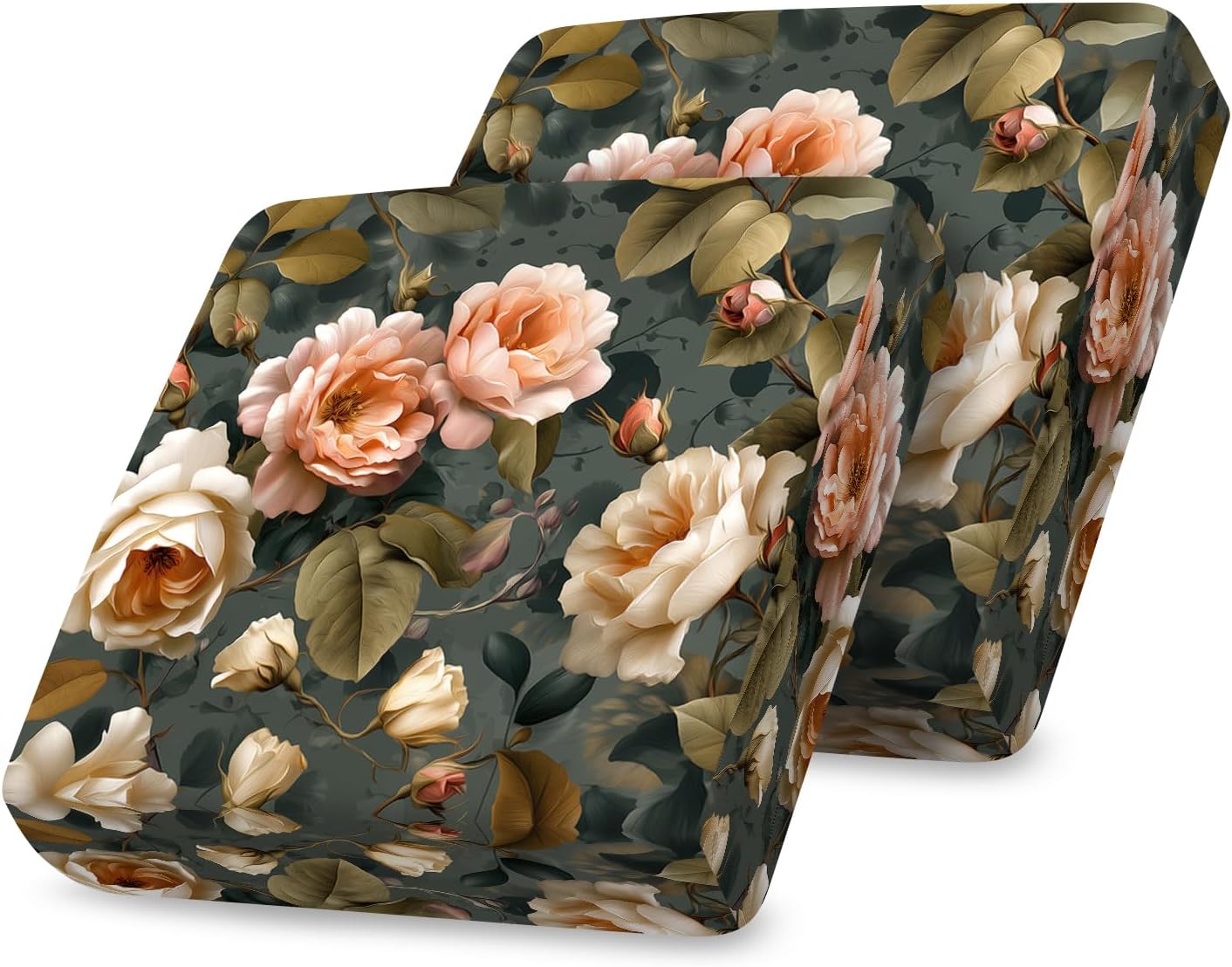 ANNA QUEEN 2Pcs Vintage Rose Floral Sofa Printed Couch Cushion Covers for Loveseat – Washable Stretchy Replacement Furniture Protector, Non-Slip Couch Cushion Cover Sofa Covers for Elegant Home Décor