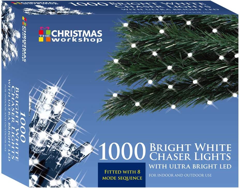 The Christmas 86330 1000 Bright White LED Chaser Christmas Lights / Indoor or Outdoor