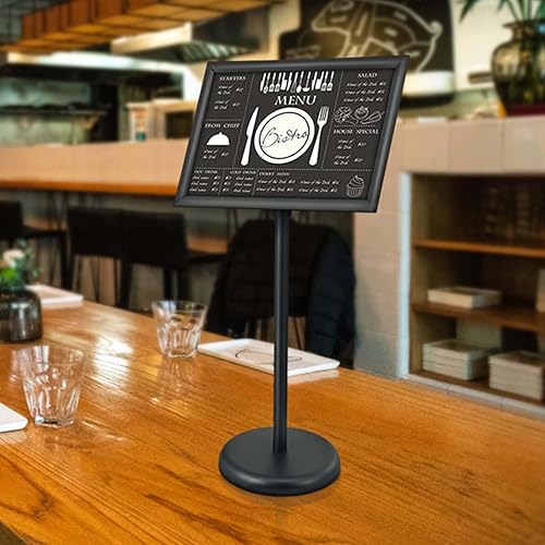 Miniatura 7 de VEVOR Soporte para letreros de pedestal, 11 x 17 pulgadas, vertical y horizontal, ajustable, soporte de cartel de pie de alta resistencia con base