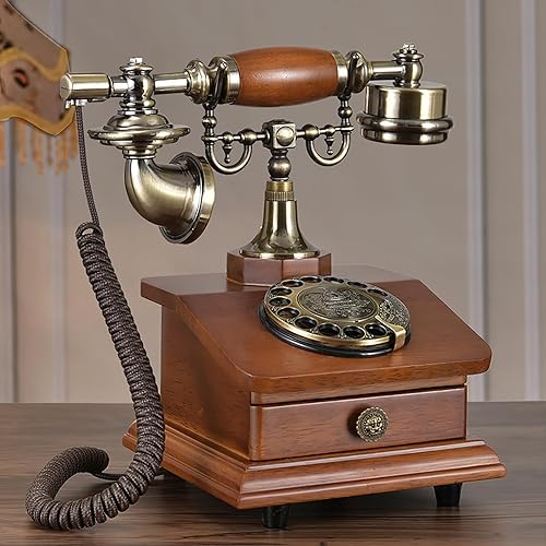Retro Rotary Phone, Old-Fashioned Landline Phones for Home, Office, Desk, Vintage Corded Phone with Mechanical Ringer, Classic Rotary Dial