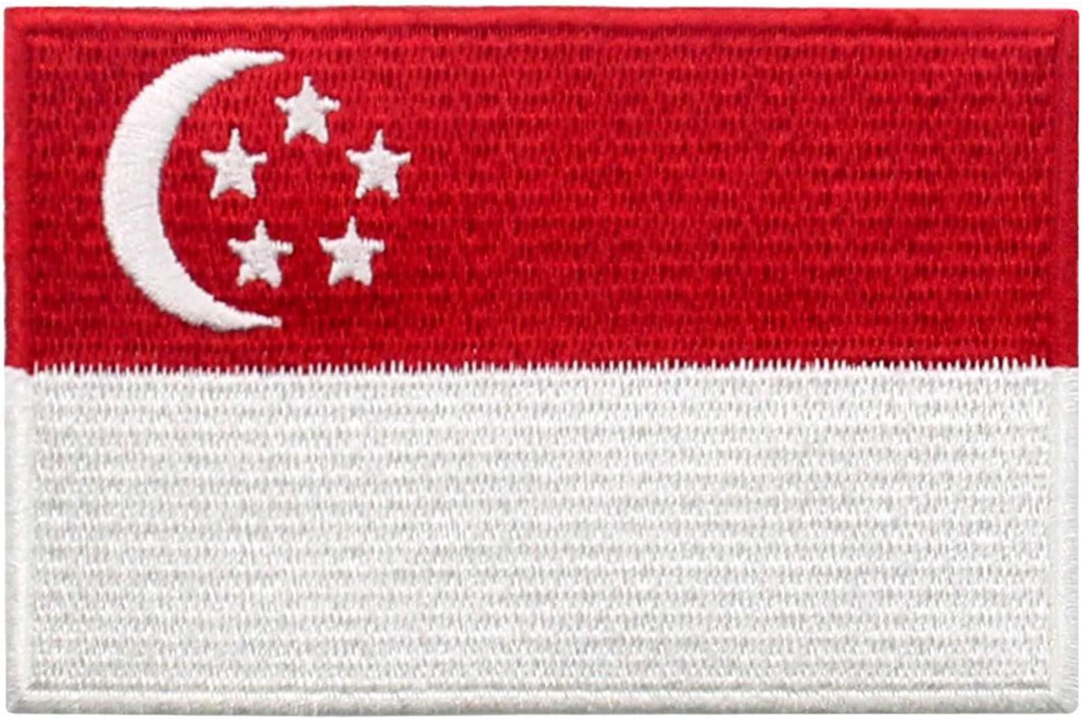 Singapore Flag Patch Embroidered Applique Iron On Sew On Singaporean National Emblem