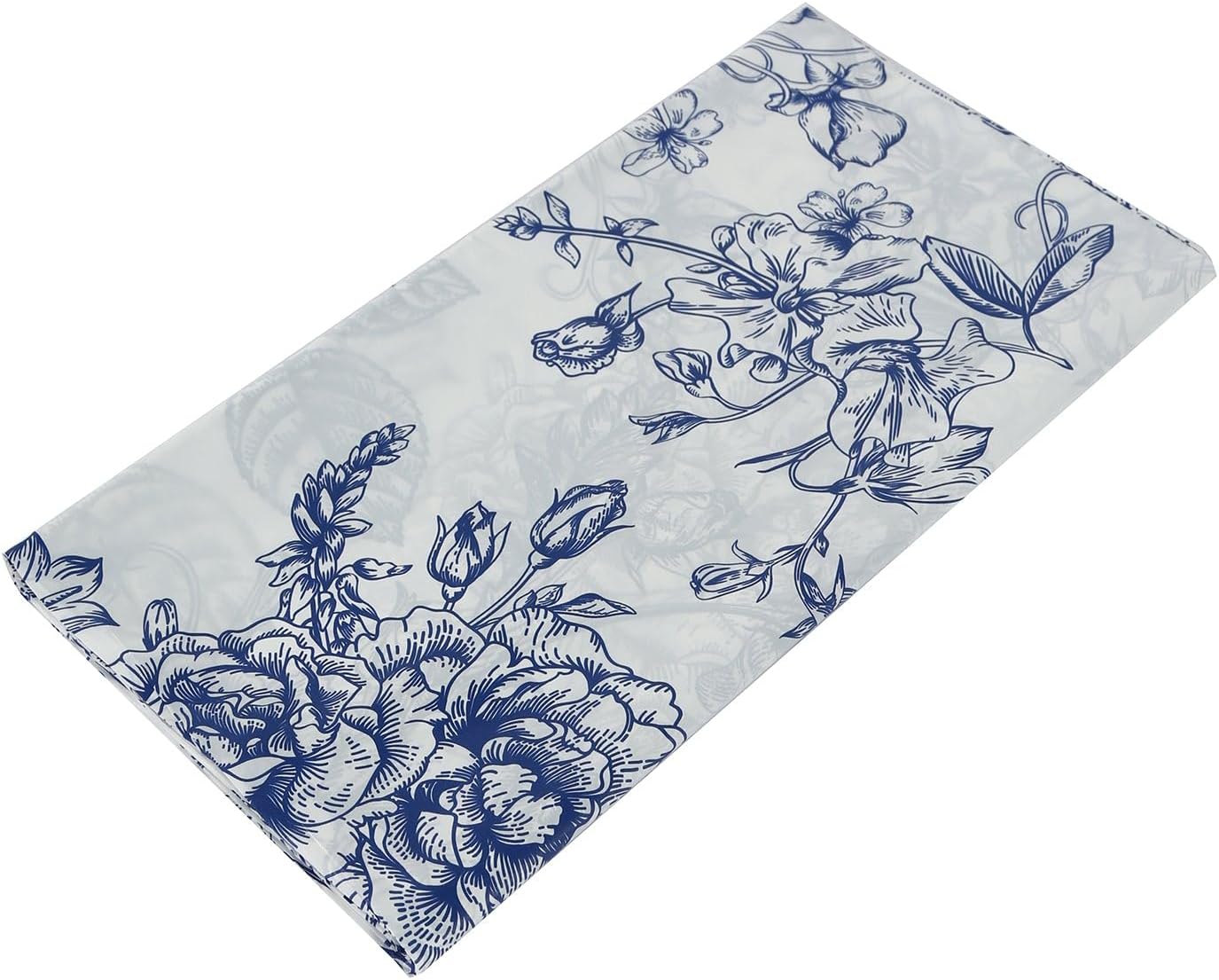 Efavormart 5-Pack 54"x108" White and Blue French Toile Pattern Plastic Tablecloths, Premium 10 Mil Heavy Duty Waterproof PVC Covers for Weddings, Garden Parties, and Catering