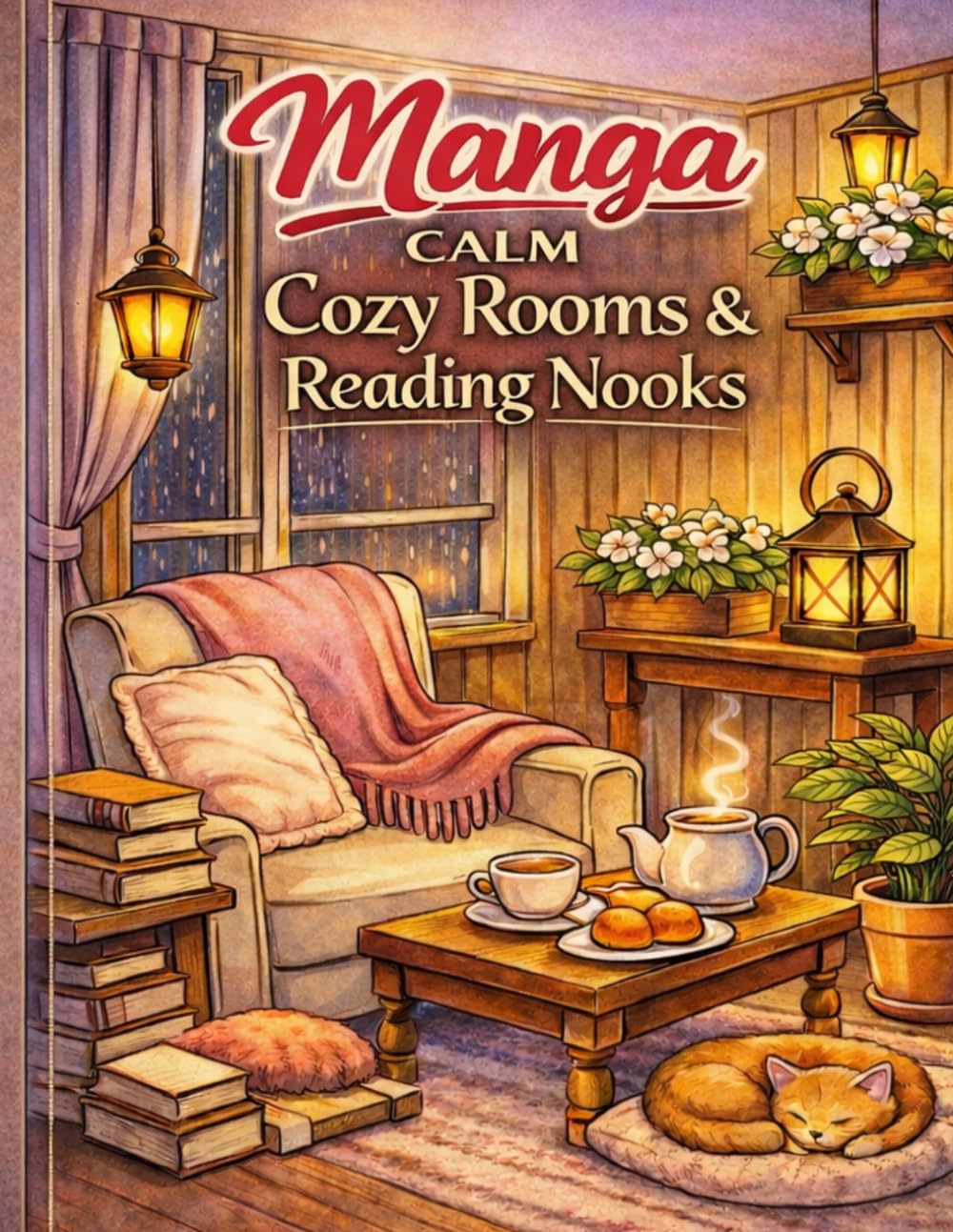 Manga Calm: Cozy Rooms & Reading Nooks: A Cozy Coloring Book of Reading Corners, Quiet Rooms, Tea Moments and Gentle Details