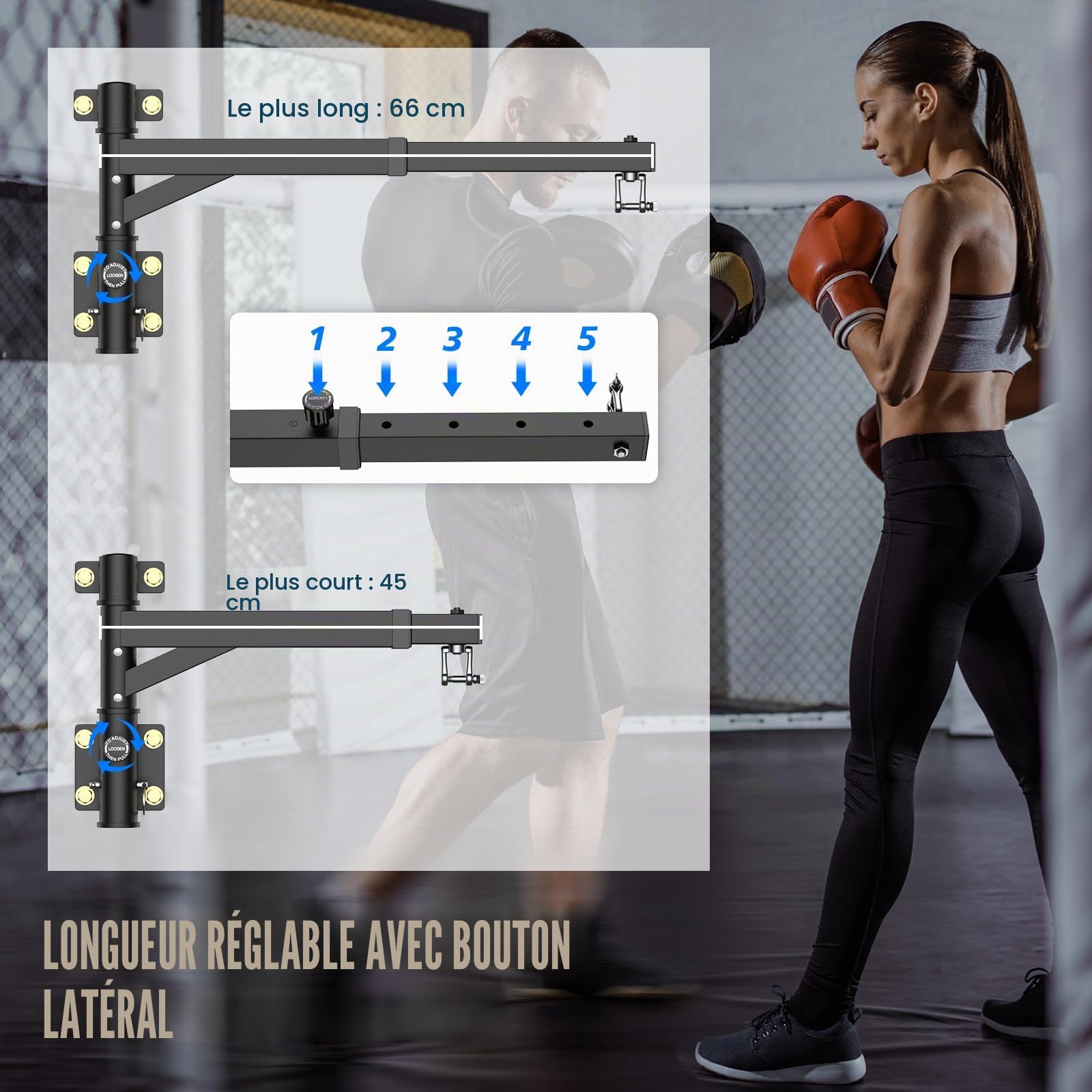 IMAYCC Nouveau Support Sac De Frappe-Potence Sac De Frappe Réglable, Support De Sac De Boxe Très Résistant pour Potence La Maison Ou Le Gymnase, MMA, Mua Thai, Etc