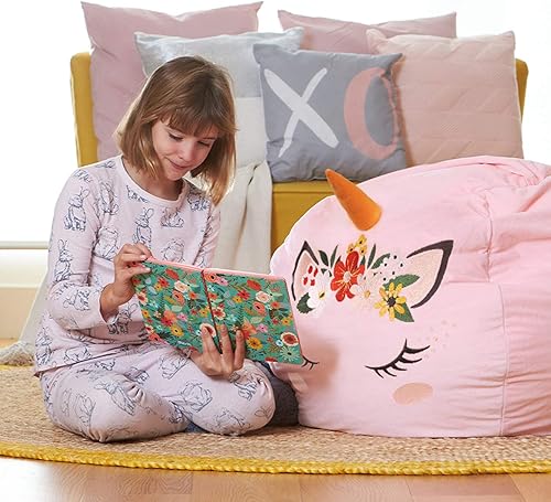 Miniatura 152 de Aubliss - Funda para organizar juguetes de felpa, se convierte en un puf cuando se rellena Se convierte en un puf para niños cuando está lleno. Aqua