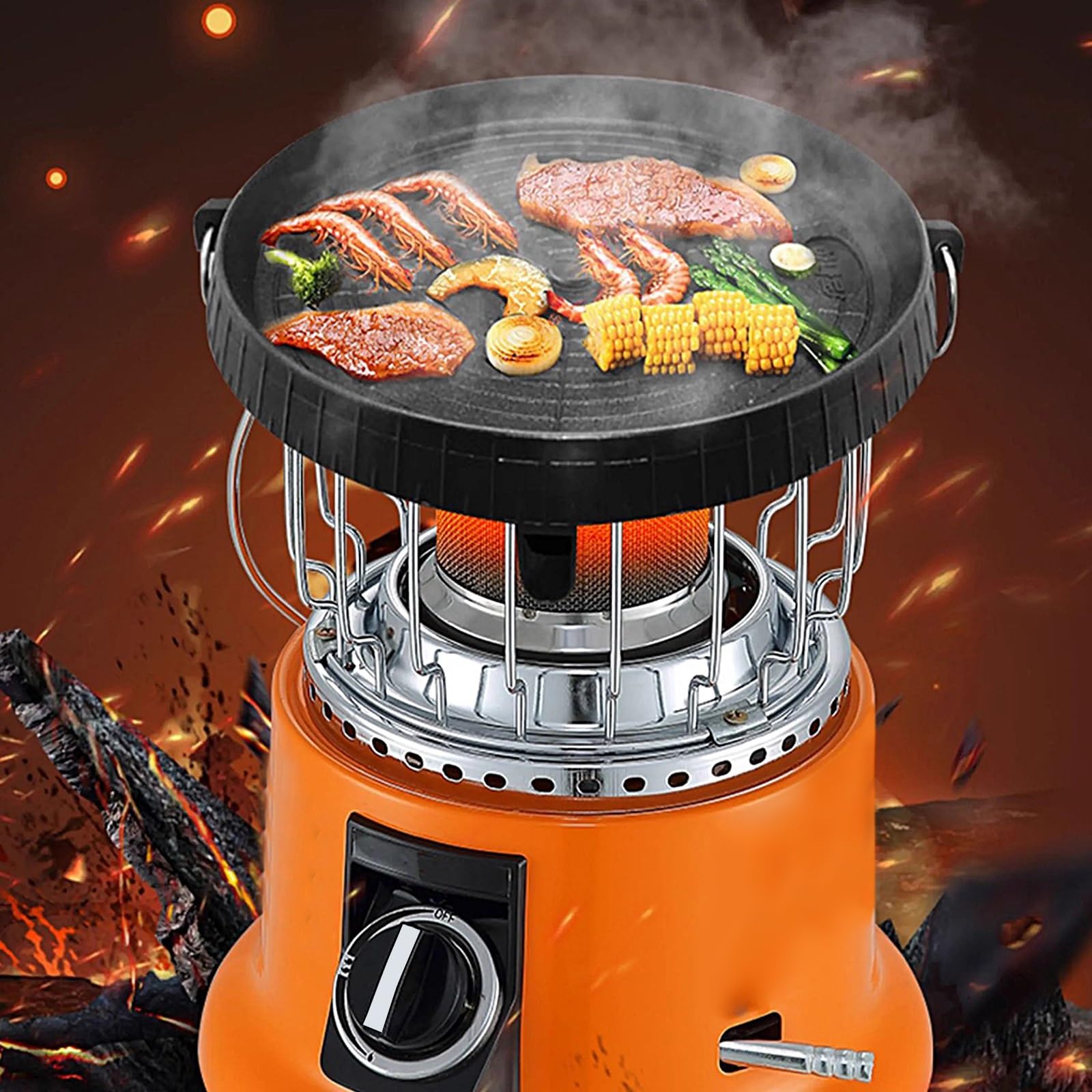 Riscaldatore da Esterno, 3600W ad Alta Potenza Stufa da Esterno Giardino, 3 Secondi di Calore Rapido, Riscaldatore a Gas per Campeggio Riscaldamento Cucina