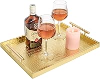 Vista 8 de Juego de 2 bandejas modernas y elegantes de madera para servir, bandeja decorativa rectangular otomana Tay bandeja de mesa auxiliar, cuero