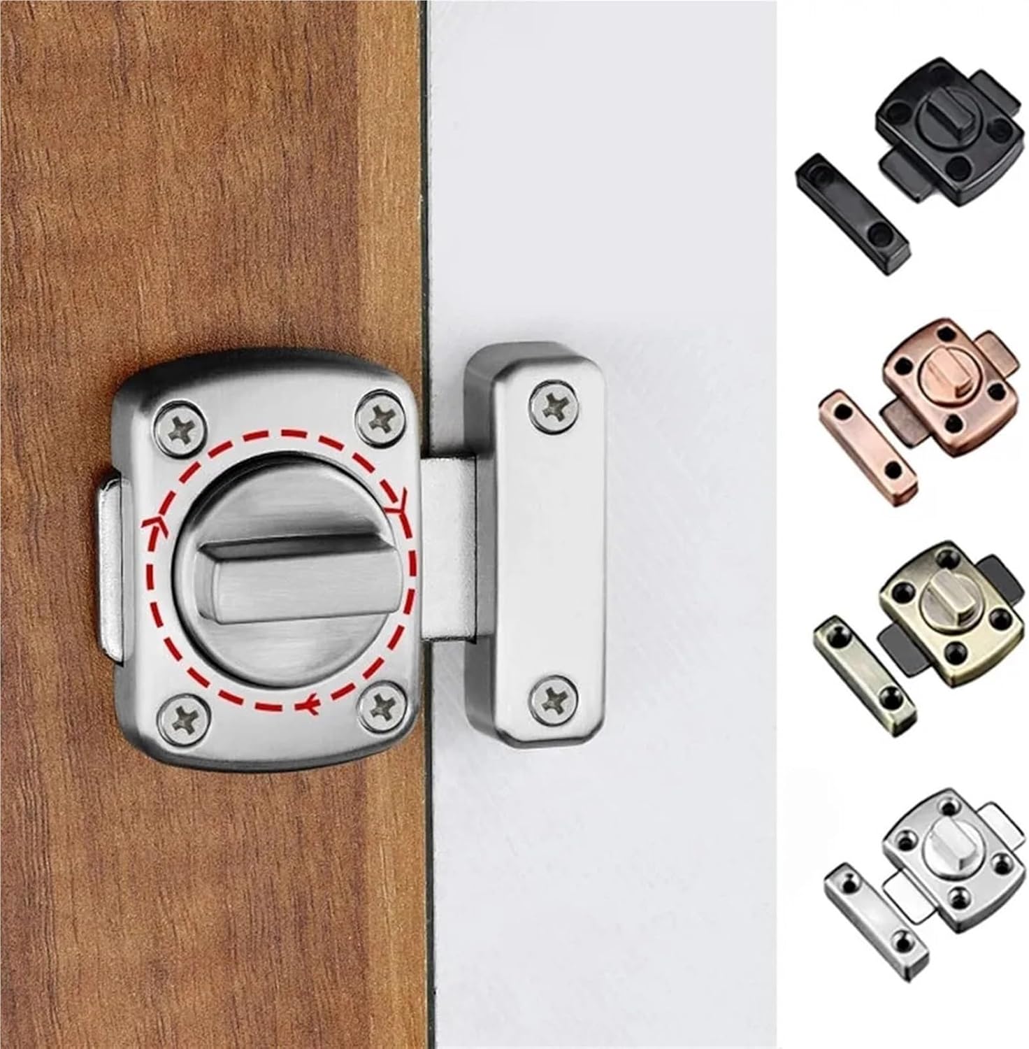 Silver/Red/Green/Black Zinc Alloy Door Lock Buckles Cast Hook Door Latch Doors Right Angle Sliding Gate Lock 1Pcs(Green)