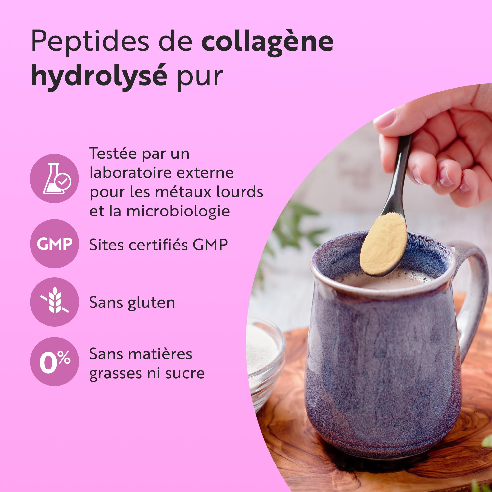 Nutravita Poudre de Collagene 500g - 100% Premium Peptides de Collagène Hydrolysés Pur, Type 1-50 Portions, Goût Neutre - Peptide de Collagen Hydrolysat - Collagene Bovin à Boir - 8 Acides Aminés
