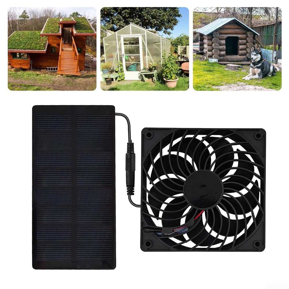 Solarpanel-Ventilator mit polykristallinem Panel, kompakter Luftzirkulator für Gewächshaus, Schuppen, Terrasse oder Camping, effiziente Temperaturkontrolle, geringes Gewicht für Design für enge Räume