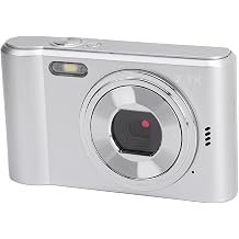 XUMIUZIY 2.7K Digital Camera, Digital Camera Point and Shoot Camera 2.4 Inch Screen 8X Digital Zoom Compact Autofocus Vlogging Camera with Flash for Kids Students Silver