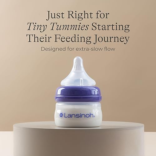 Miniatura 5 de Lansinoh Biberones anticólicos para bebés que amamantan, 2 onzas, 2 unidades, con 2 pezones de flujo extra lento para recién nacidos, talla XS