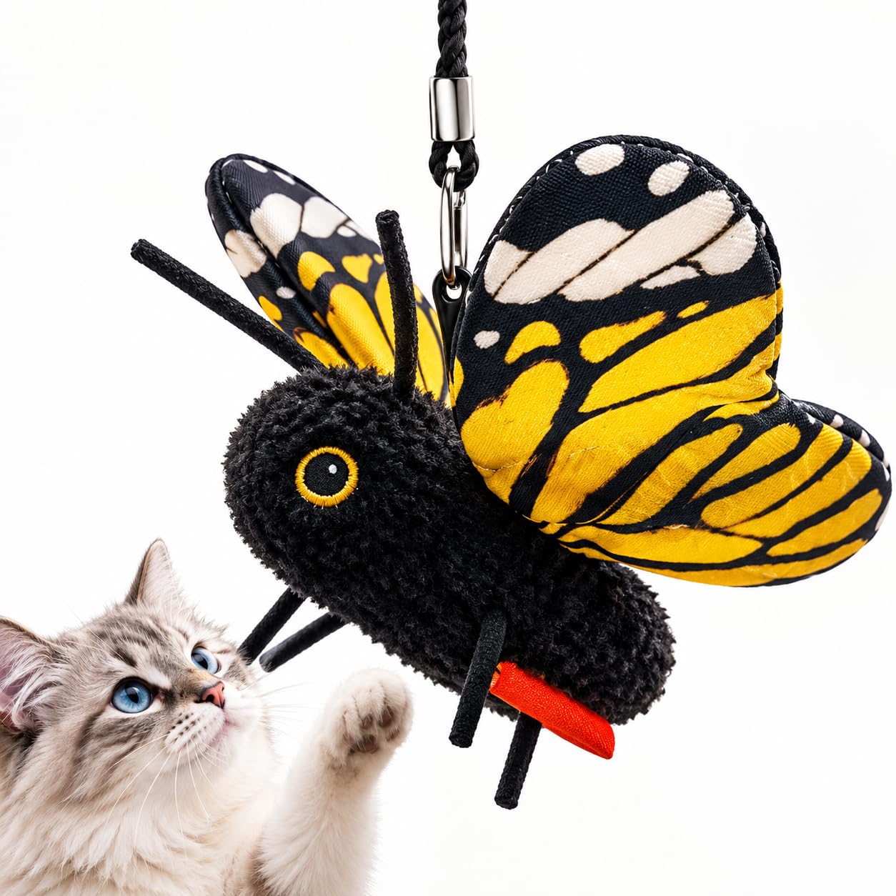 Fluttering Butterfly Cat Toy, 2027 New Interactive Cat Toy (Yellow)
