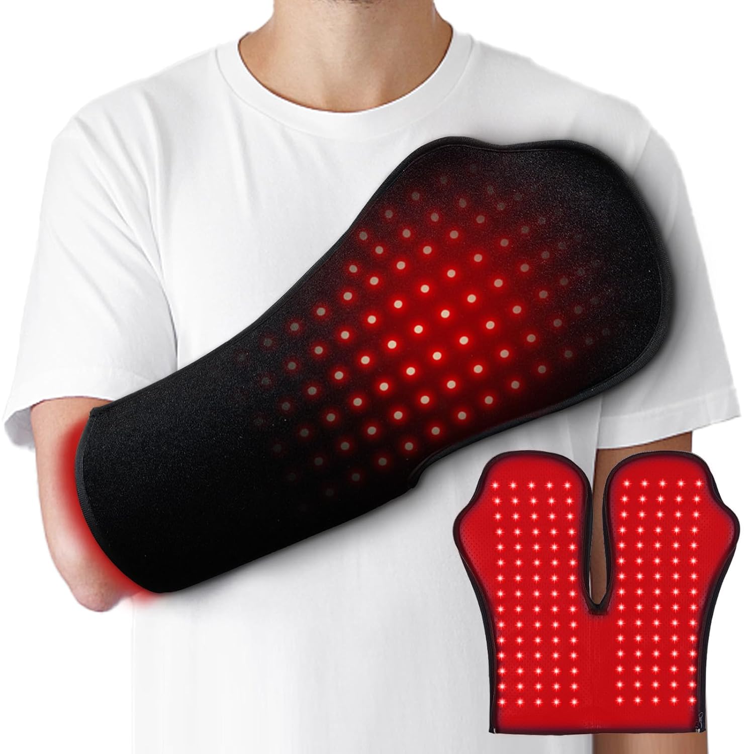 Red-Light-Therapy-for-Hands 2025 Upgraded 150 Dual Wavelength LED 4 Modes Infrared Light Therapy for Finger Wrist Pain Relief Consisting