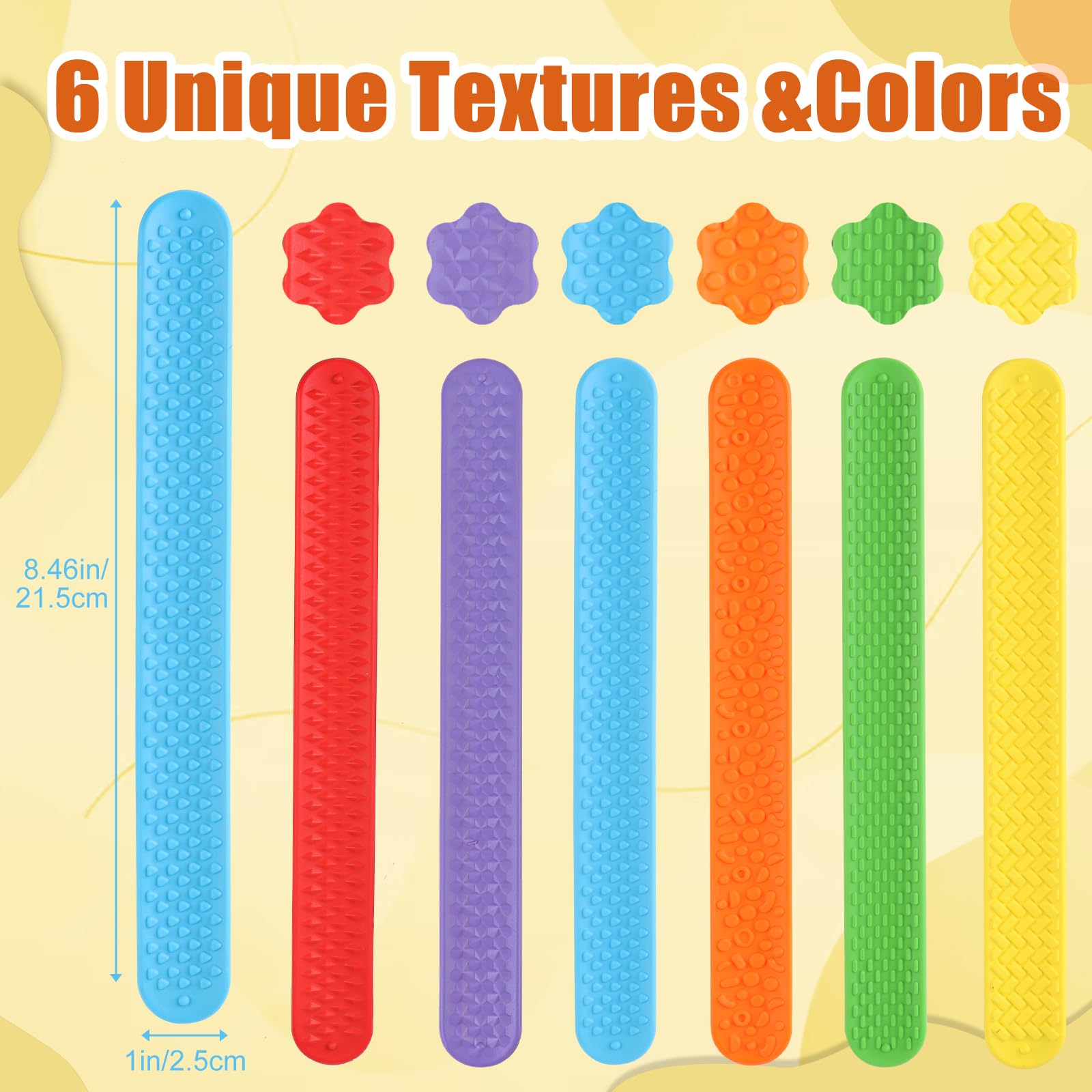 AOOTE Slap Bracelet, 6Pcs Colorful Slap Wrist Bands, Textured Silicone Slaps Bracelets Wristbands - Image 2