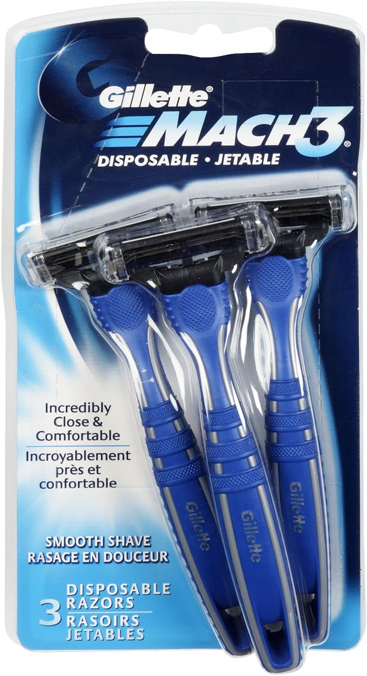 Gillette Mach3 Men's Disposable Razors, 3 Count