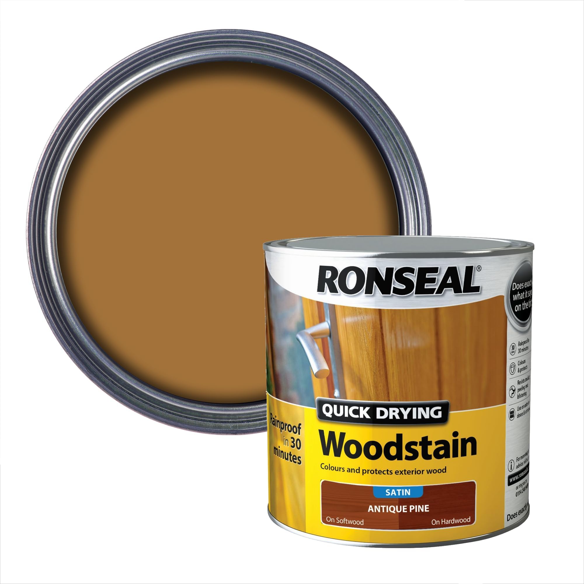Ronseal Quick Drying Woodstain Antique Pine Satin 2.5L