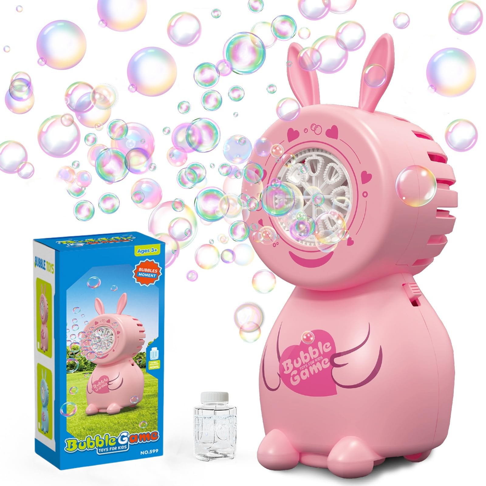 PANACARE Elektrische Seifenblasenmaschine, Seifenblasenspielzeug Kinder 5000+ Blasen/Min mit Seifenblasenlösung für Hochzeit/Geburtstag/Party, Geschenk für Junge&Mädchen 345678, Bubble Machine