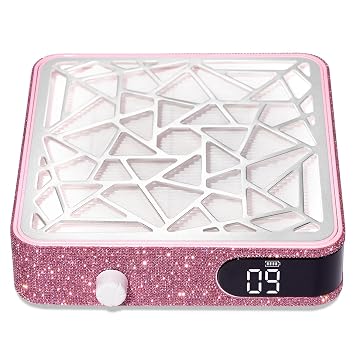 Nail Dust Collector, Powerful Vacuum Fan Vent Dust Collector Extractor Dust Suction Machine for Acrylic Nails Polishing, Nail Salon&Home, Pink Diamond