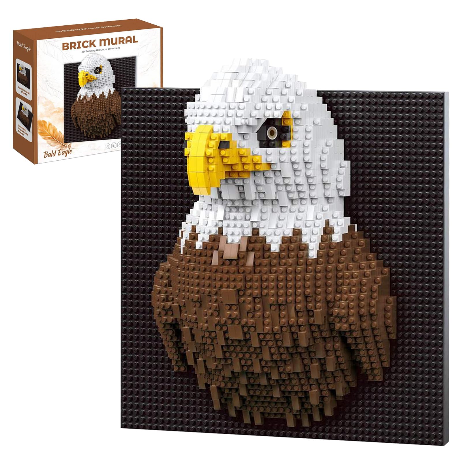 Eagle Mural Building Set – 1520-Piece Micro Mini Block Bricks Creative 3D Wall Art & Desktop Display, ABS Construction with Stand, Animal Building Block Set for Home Decor, Birthday Party Favor