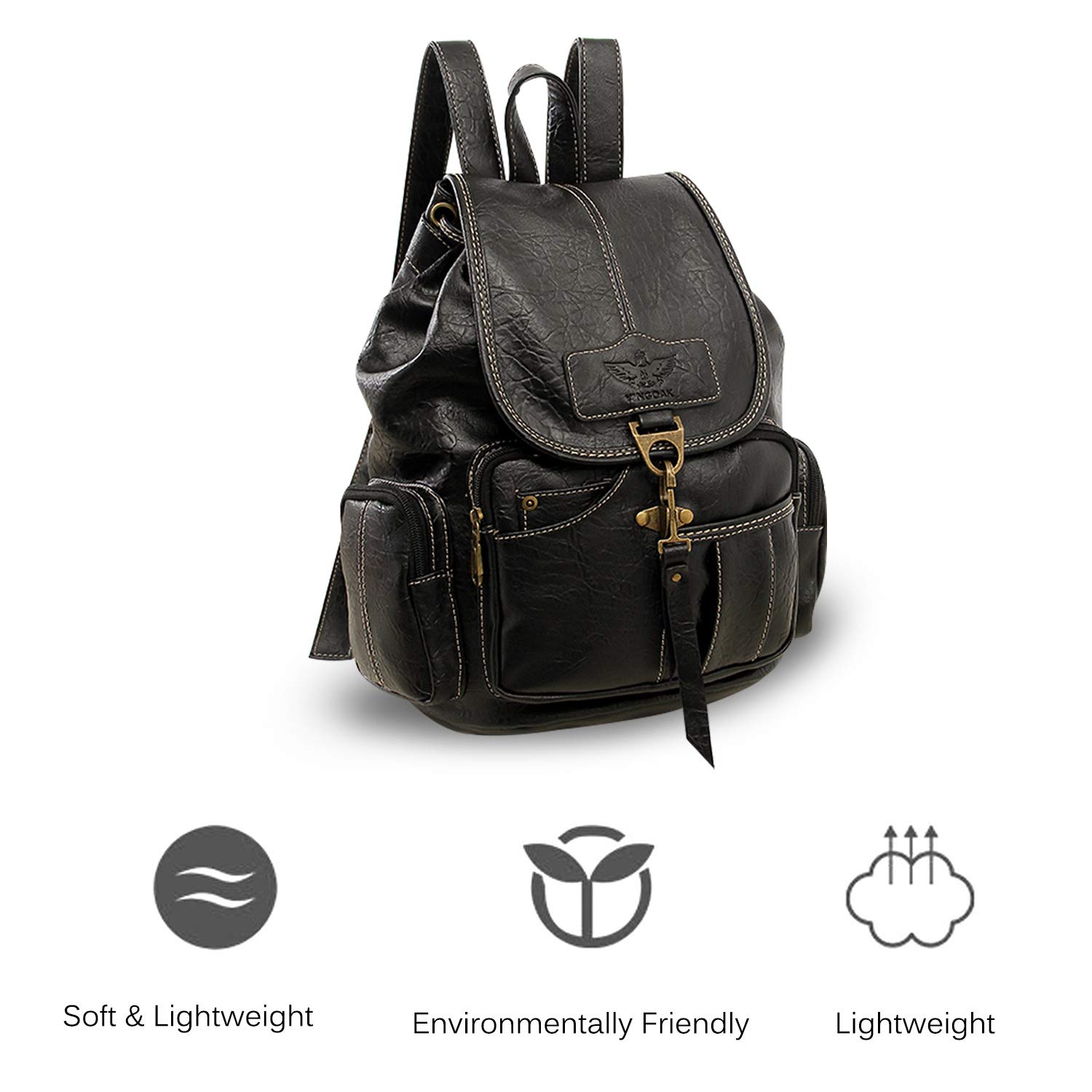 FANDARE Plecaki retro unisex torba na uczelnię na co dzień plecak liceum nastolatki dziewczyna chłopiec wodoodporny plecak na zewnątrz plecak podróżny torba na książki kobiety mężczyźni trwały PU