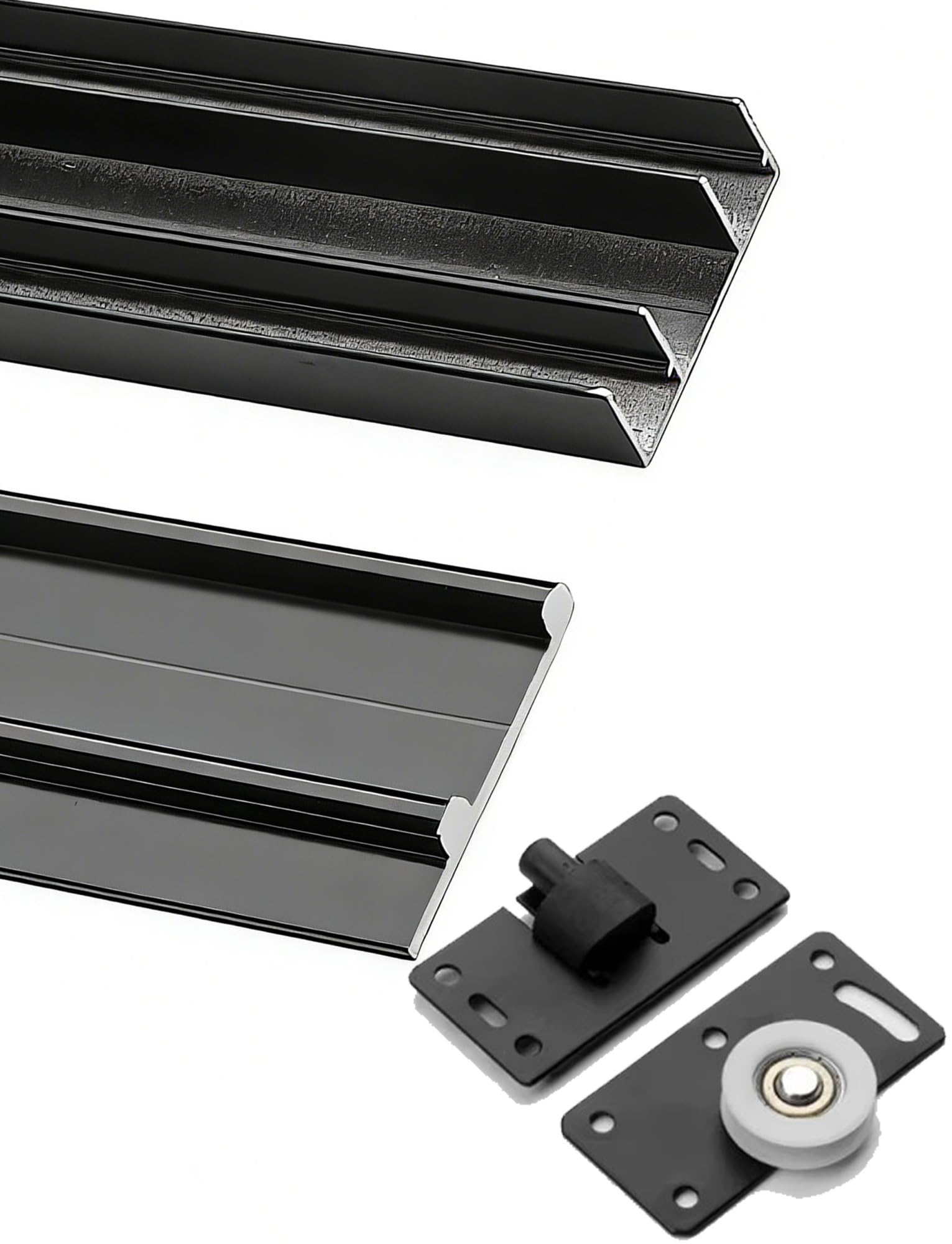 Kit de herrajes para puerta corredera de armario con rodillos silenciosos para un funcionamiento suave del armario