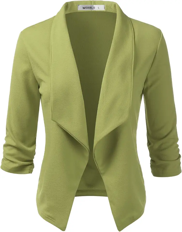 Blazer feminino leve e fino manga 3/4 aberto frontal com plus size