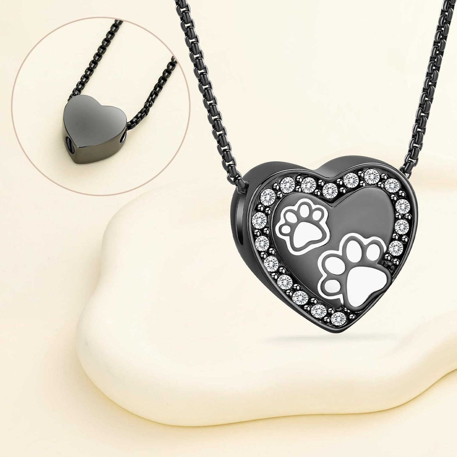 Oinsi Pet Cremation Jewelry - Heart Urn Necklaces for Dog Cat Ashes Keepsake Pet Paw Memorial Urn Pendant Ash Holder for Women Men - Image 7