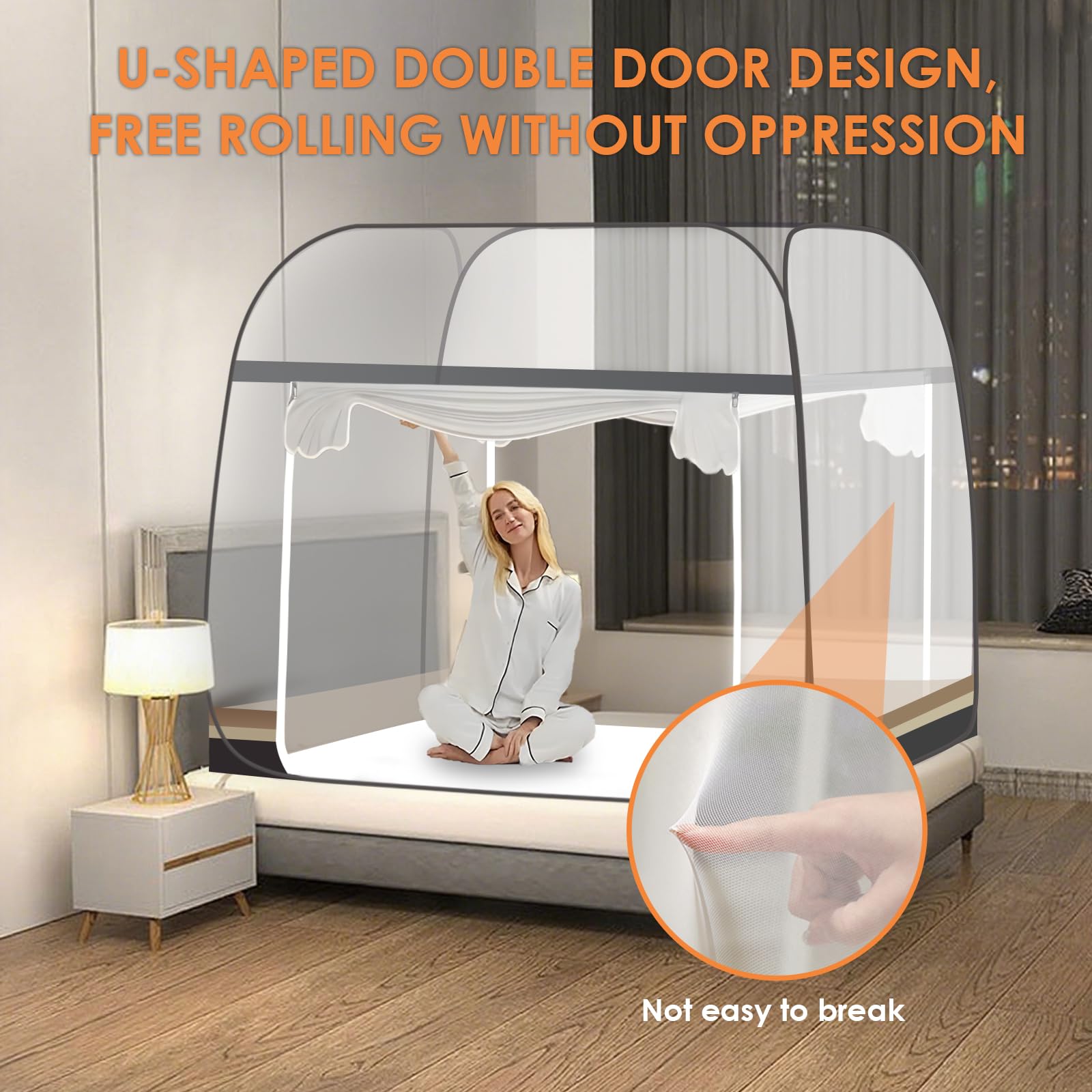Moustiquaire pour lit,Tente Portable de Voyage Pliable avec Double Porte avec Fond Facile à Installer, Efficace Contre Les Bites de Moustiques pour Chambre, Camping, Voyage (200 * 150 * 150cm)