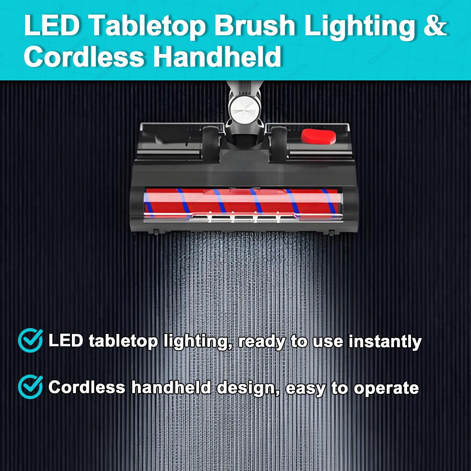 Pulitore per tovaglia da biliardo, aspirapolvere senza fili per sale da biliardo, display a LED, illuminazione a spazzola per piano di lavoro per una cura efficace della tovaglia