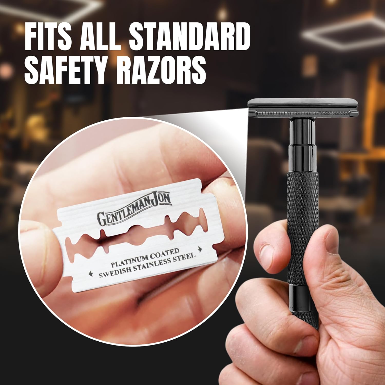 Gentleman Jon Supreme Shaving Collection - Deluxe Safety Razor Shaving Kit & Extra 50-Pack Platinum Double Edge Razor Blades - Extensive Wet Shave Set for Men - Superior Comfort and Smooth Shaves