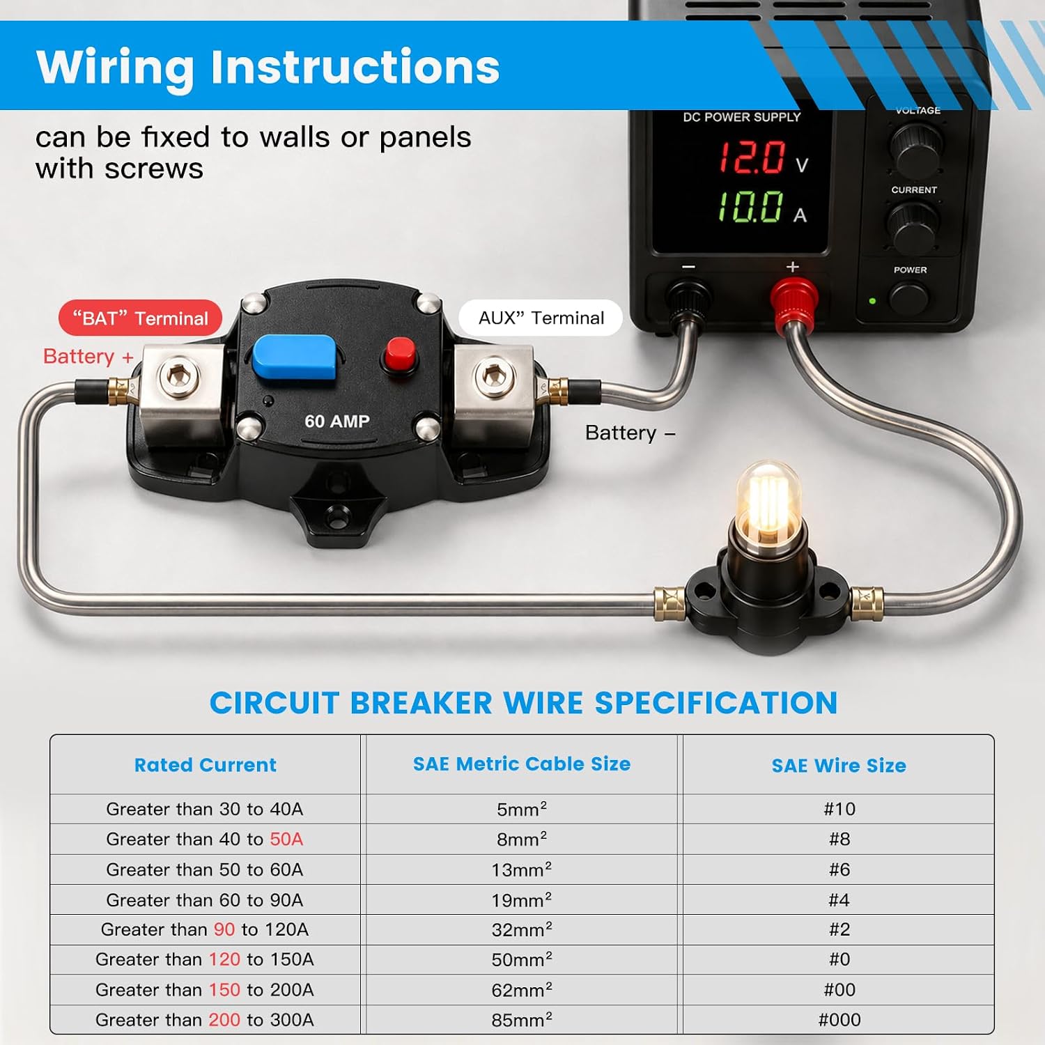 300 Amp Circuit Breaker for Marine Boat Trolling ATV 12V-48V DC