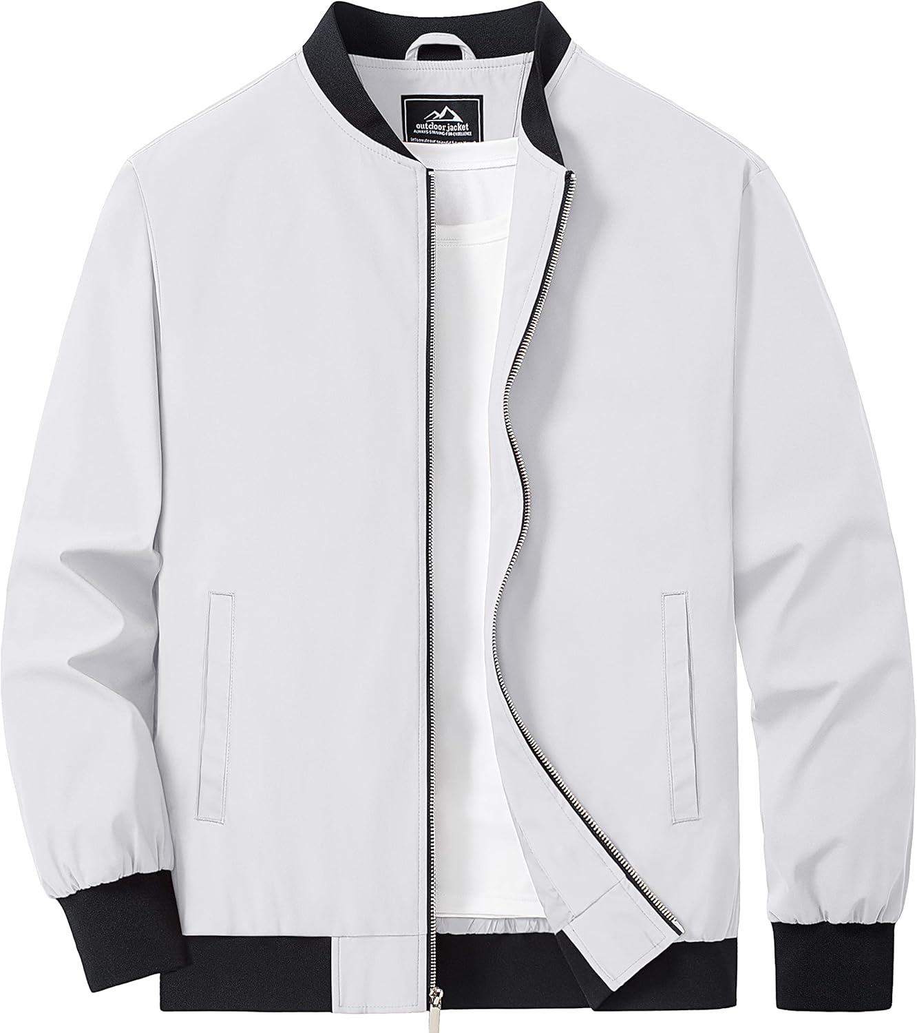 MAGCOMSEN Men's Bomber Jacket Lightweight Casual Zip Up Windbreaker Spring Fall Golf Coat with Pockets