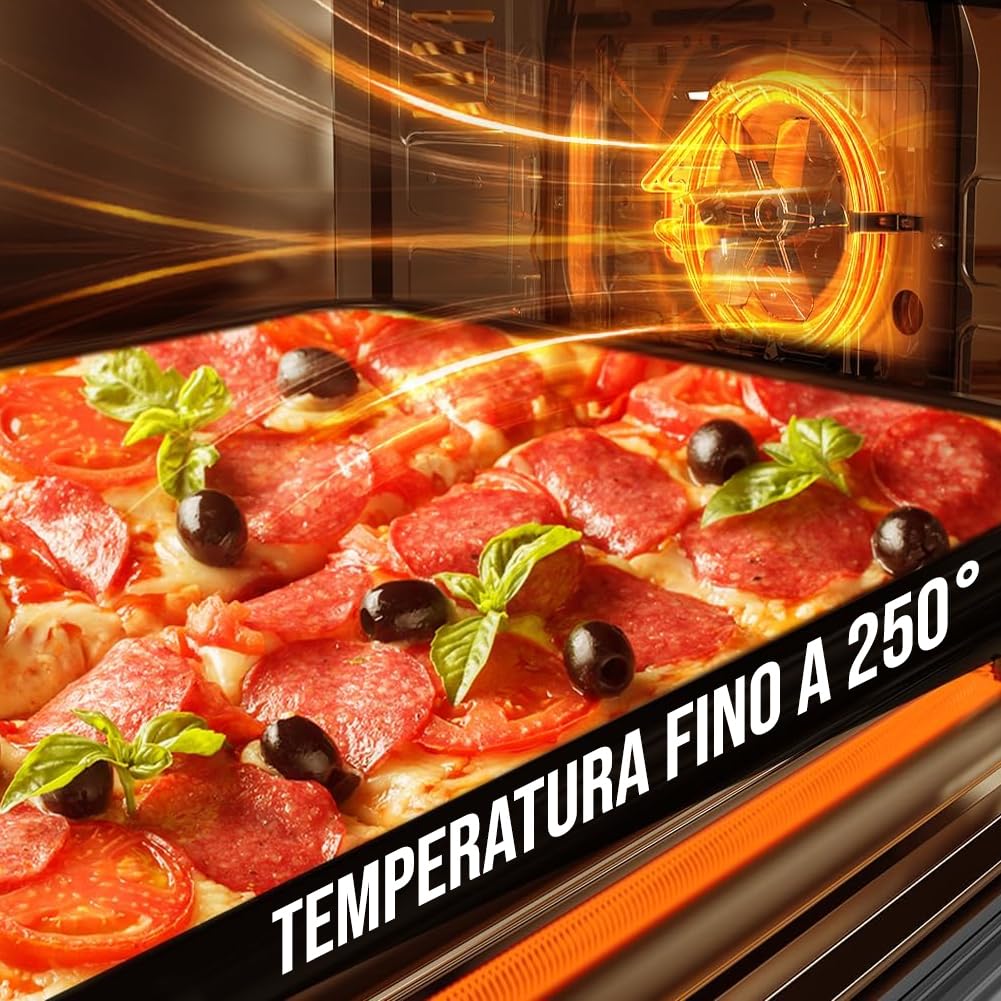 Forno Elettrico Ventilato 70 Litri 2500W Temperatura Regolabile 250° Acciaio Timer