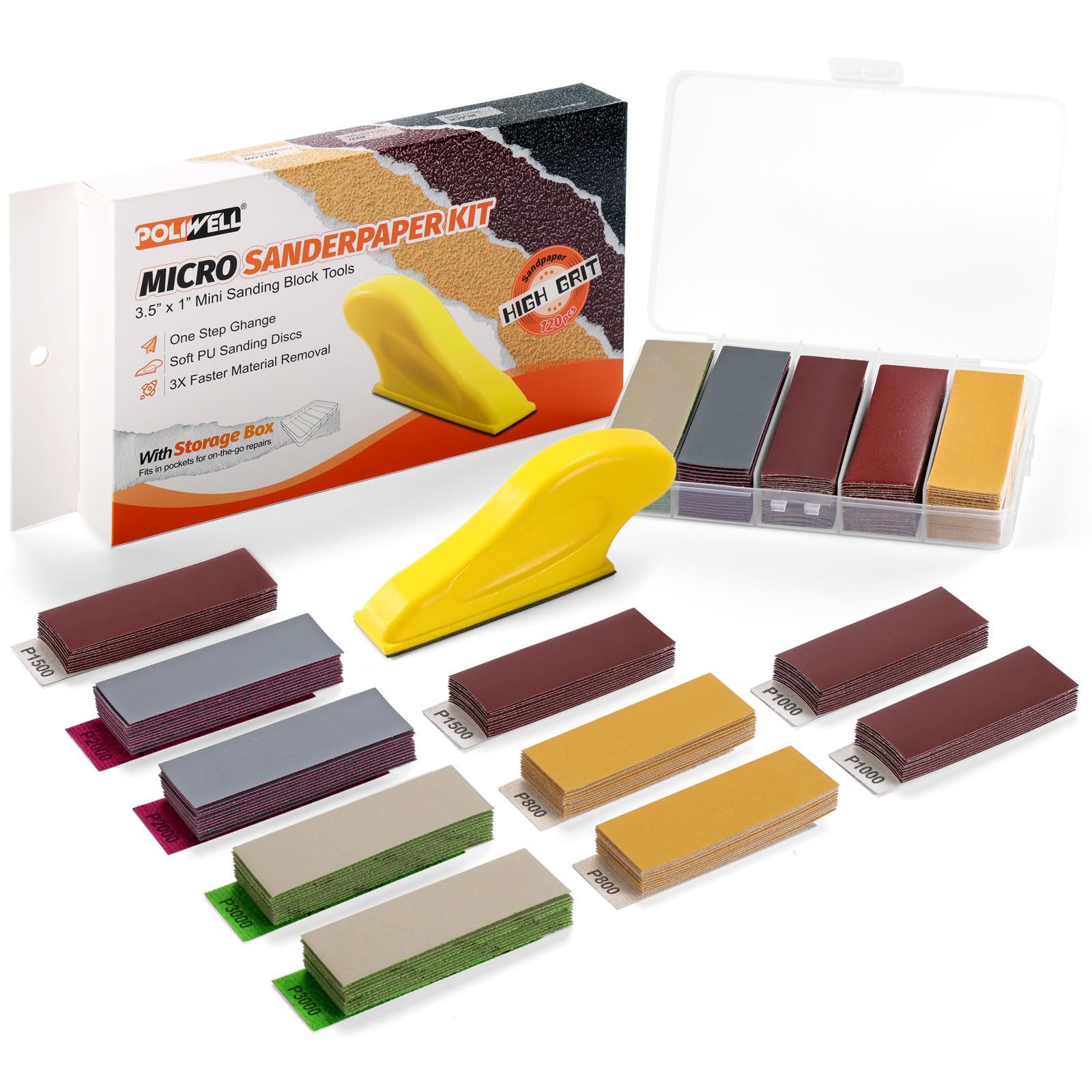 POLIWELL Sandpaper Kit - Detail Sanding & Finishing -10