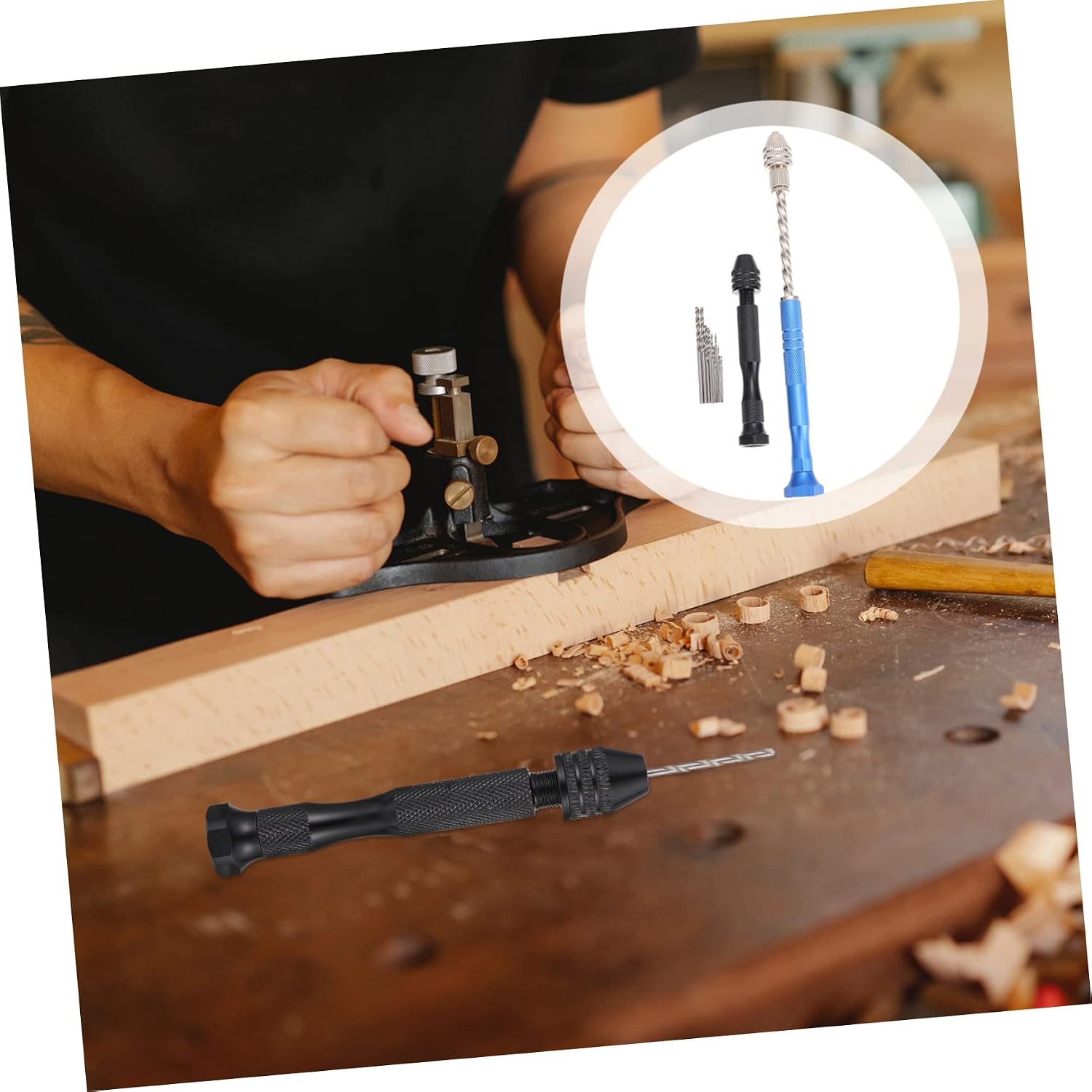 WOONEKY 1set Hand Drills Drilling Bits Hand Tools for Jewelry Making Diy Projects and Precision Work Compact and Design for Easy Use