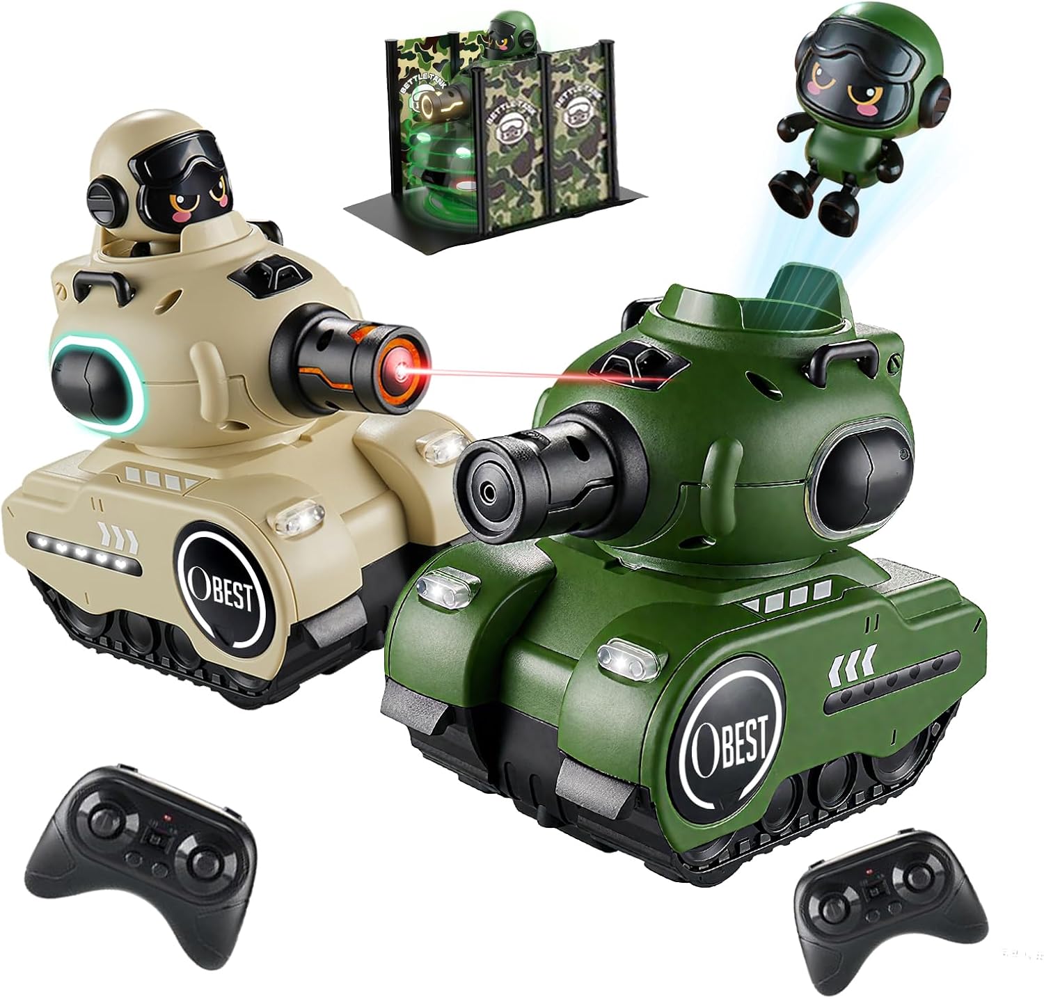 2 Pack Remote Control Battle Tanks RC Battle Tanks with Infrared System Hobby RC Cars RC Tank that Shoots with HP Station Military Army Toys Christmas Birthday Gifts for 6-12 Year Old Boys Girls