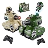 2 Pack Remote Control Battle Tanks RC Battle Tanks with Infrared System Hobby RC Cars RC Tank that Shoots with HP Station Military Army Toys Christmas Birthday Gifts for 6-12 Year Old Boys Girls