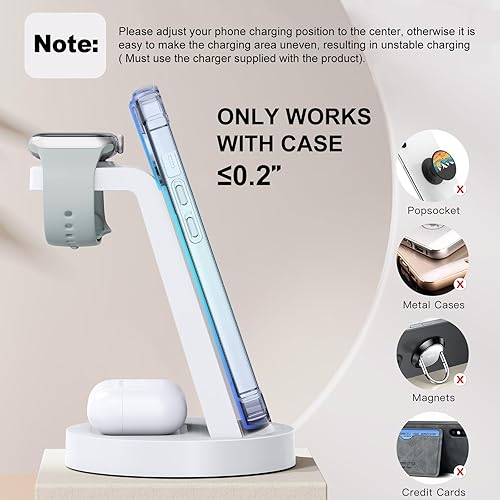 Miniatura 23 de Estación de carga 3 en 1 para iPhone, cargador inalámbrico para productos Apple, múltiples dispositivos, soporte de carga para AirPods